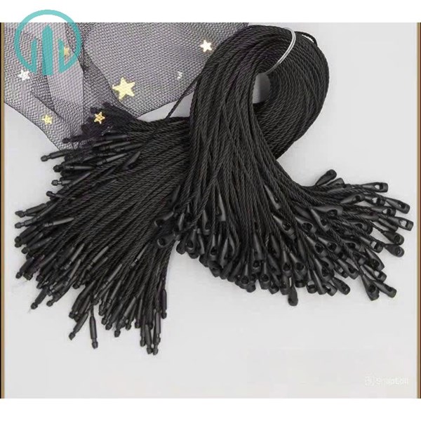 Dây Treo Nhãn Mác Bằng Chỉ Dù Đầu Tròn Màu Đen Sz 19cm