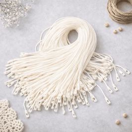 Dây Treo Nhãn Mác Bằng Chỉ Dù Đầu Tròn Màu Be 19cm